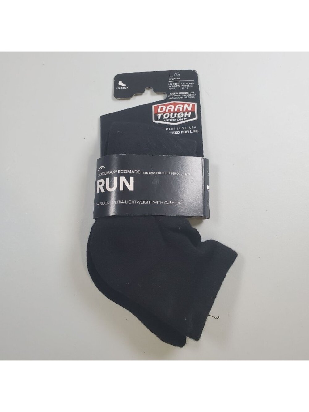 Darn Tough Ultra Lightweight Coolmax EcoMade Run 1/4  Socks Men Size Large New